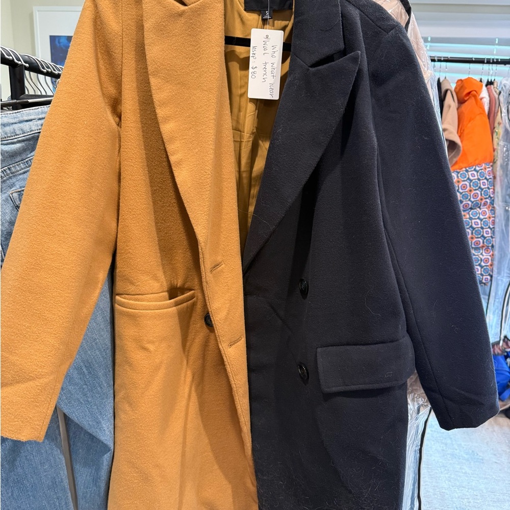 Who What Wear Black and Tan Wool Trench